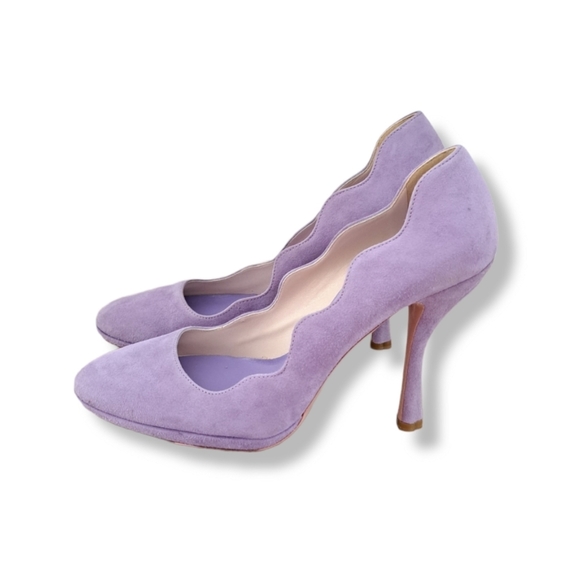 PRADA Leather Scalloped Heels in Lavander - Picture 4 of 13